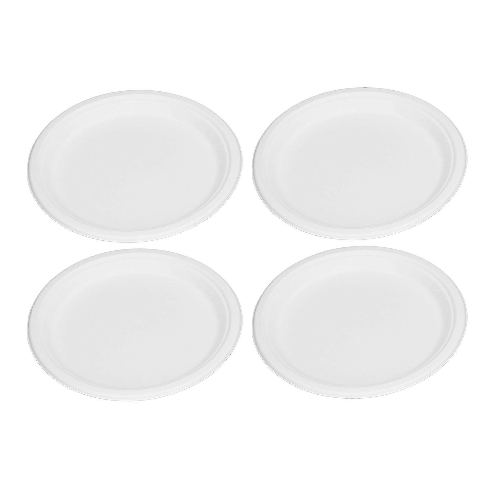 100 Pack 10 White Compostable Microwave-Friendly Disposable Paper Plates