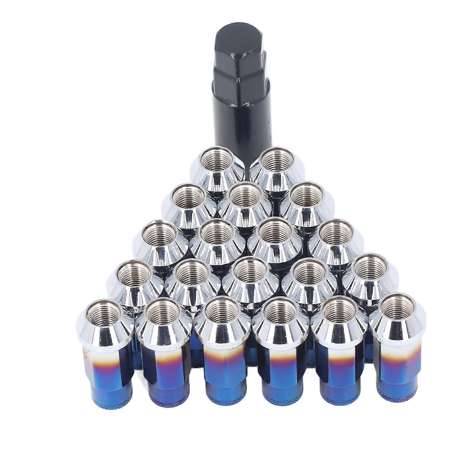 20pcs M12x1.25 Metal Wheel Lug Nuts Universal Car Accessories Replacement for Mitsubishi Bluing