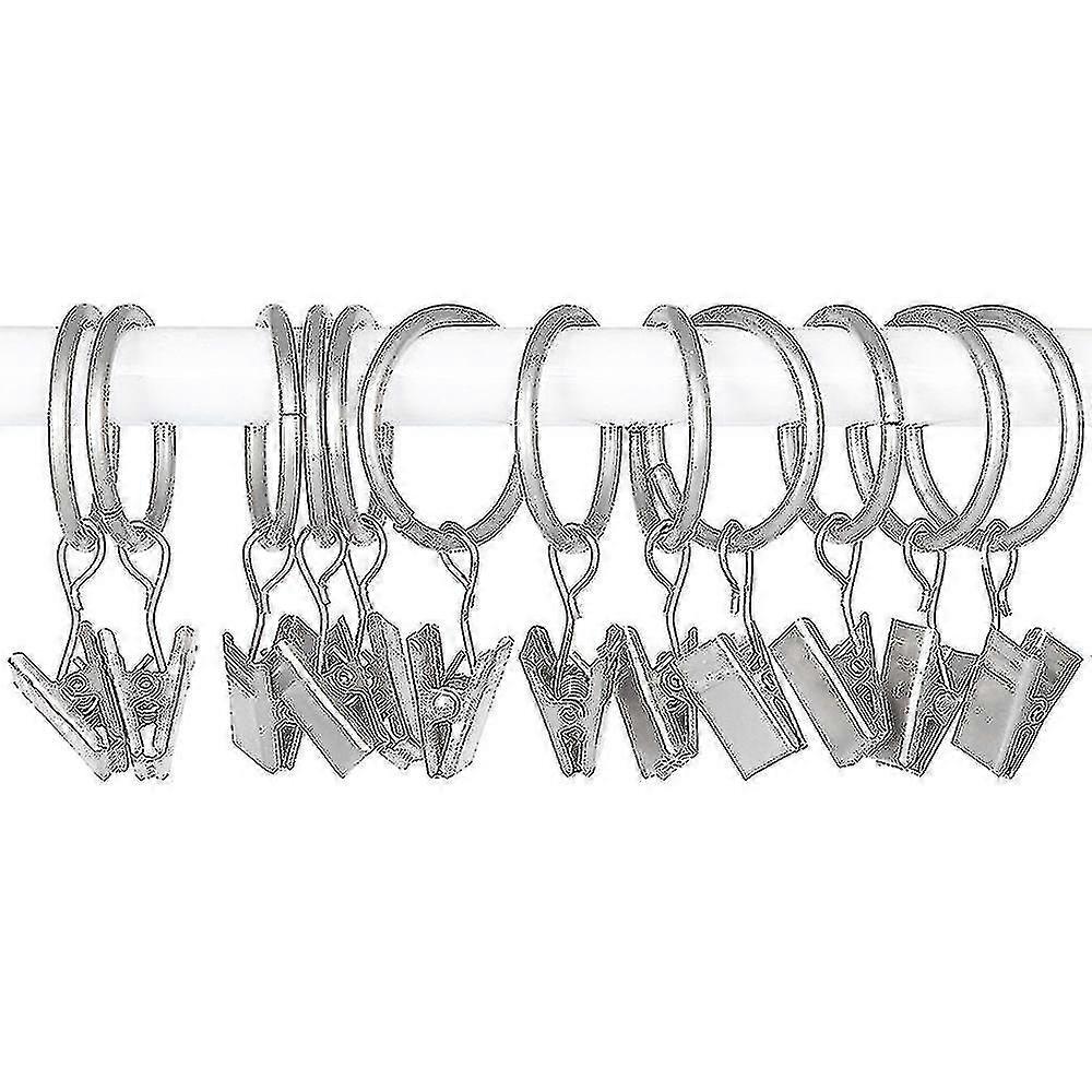30 Pcs Curtain Rings Strong Drapery Clips Hooks On Tension Rod Bracket