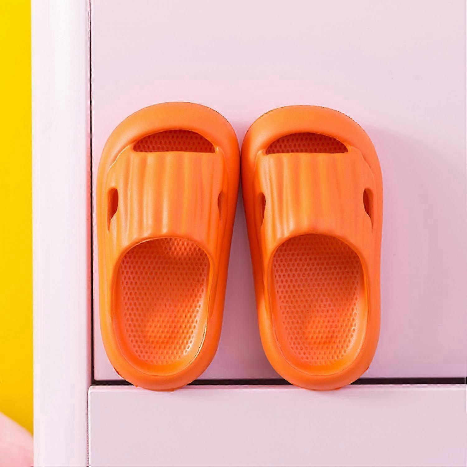 Girl's Slippers Boy Pillow Slides Sandals Kid's Quick Dry Slippers Baby Anti-collision Child Soft Non-slip Solid Massage Slipper --- Orange 160 Yard