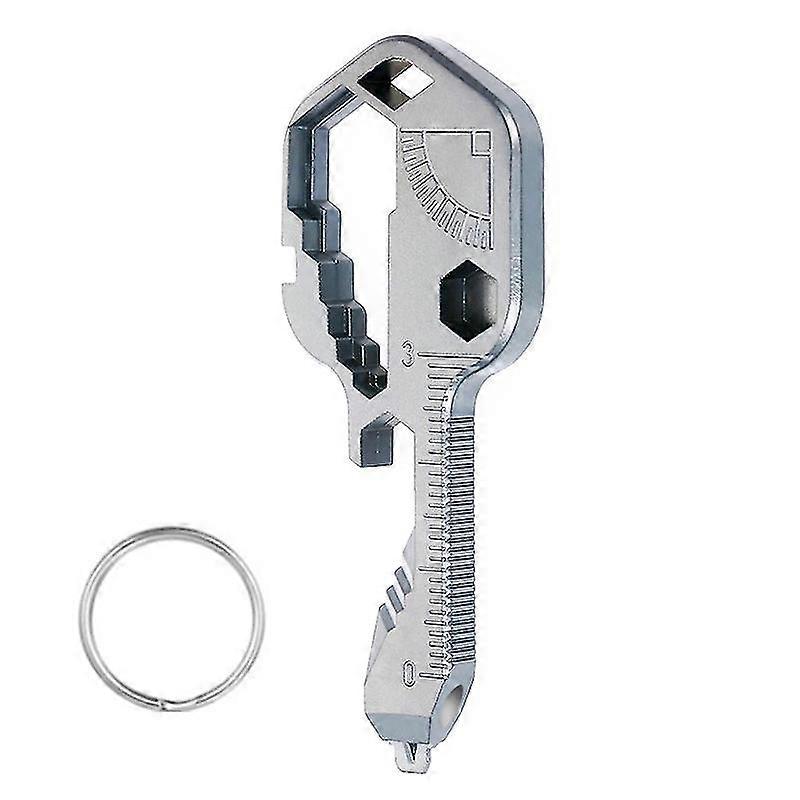 1 Piece Multifunctional Key Shaped Stainless Steel Pocket Tool, 24 In 1 Key Ring (silver)