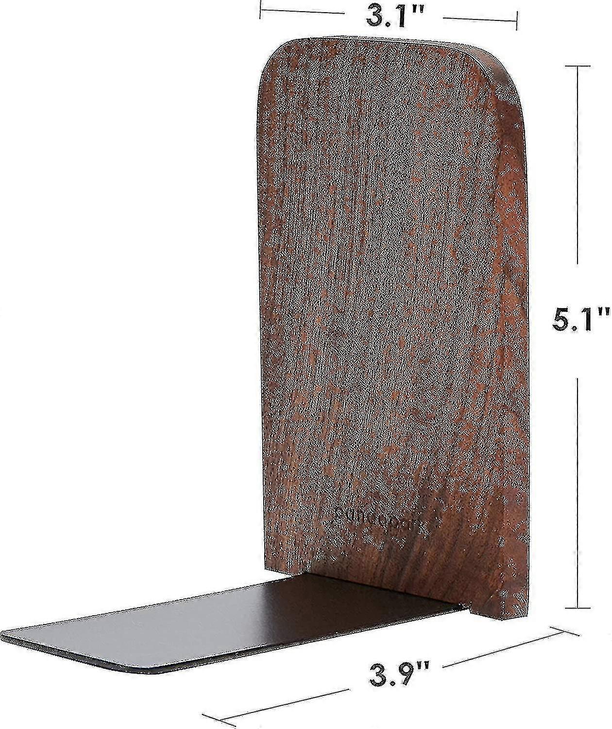 Wood Bookends,pack Of 1 Pair,non-skid,black Walnut,office Book Stand (black Walnut-a) Banmo