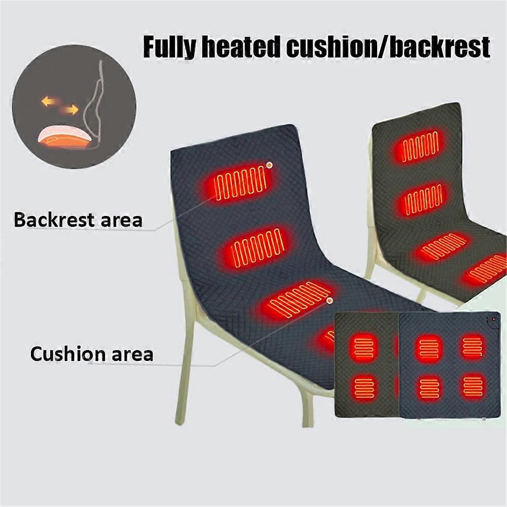 4 Heated Areas Heated Warming Seat Cushion Portable Heated Chair Cushion 3 Adjustable Temperature Type C/USB Charging for Winter