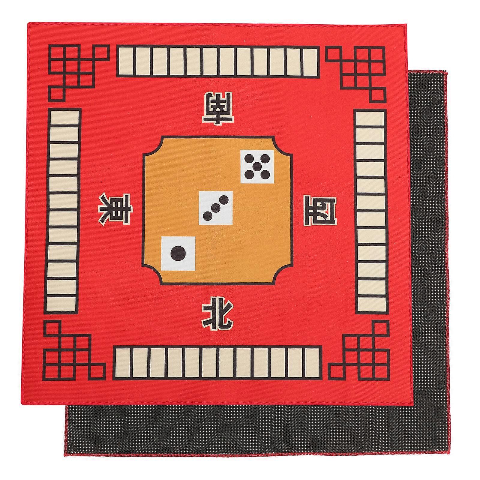 1PC Mahjong Table Cloth Square Shape Mahjong Mat Board Room Mahjong Pad Anti-slip Desktop Cushion for Games Board Games Mahjong Use (Red)