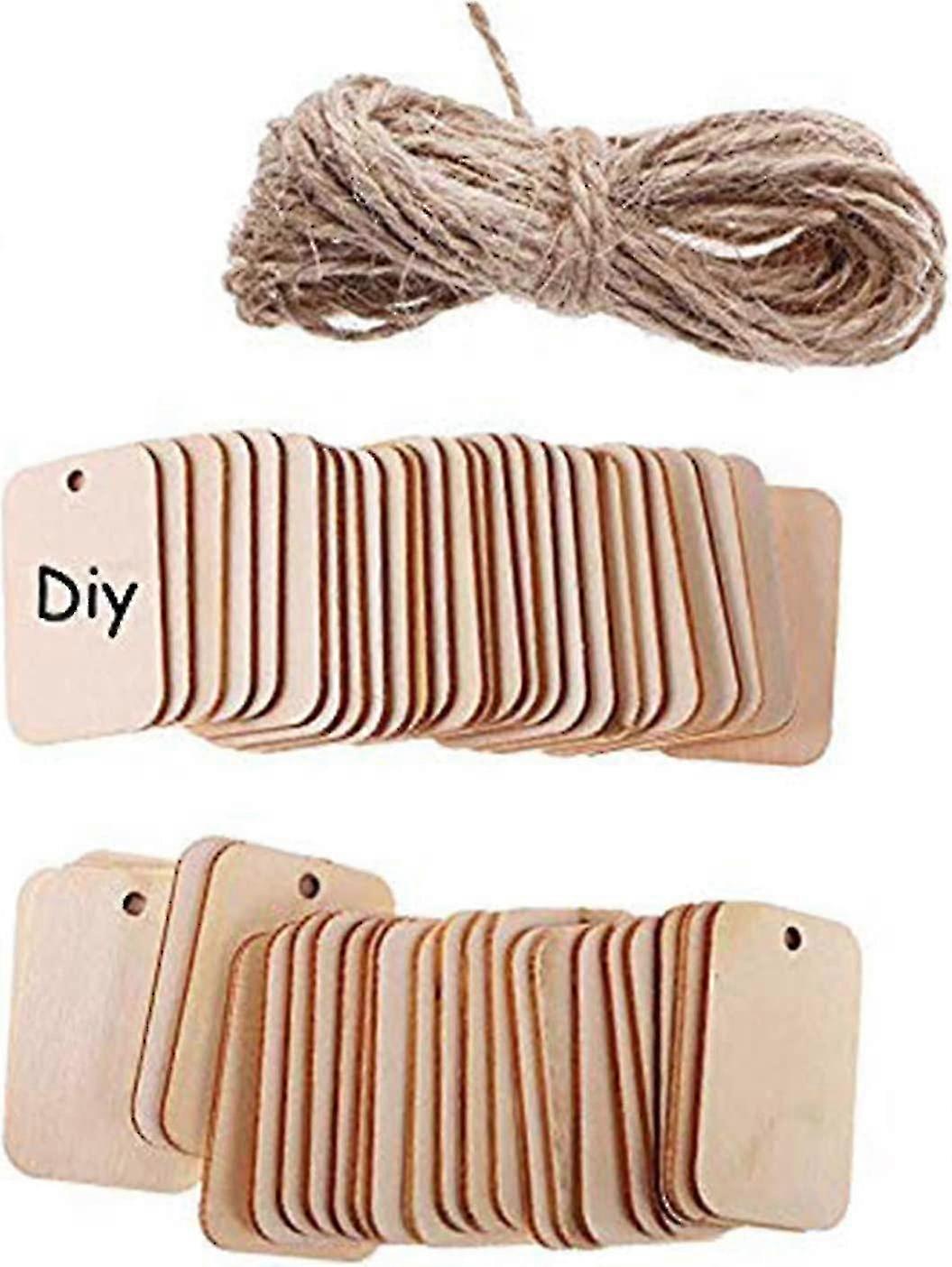 Pack Of 100 Wooden Tags With Jute String