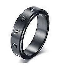 Double Layer Rotating Titanium Steel Couple Ring(8mm -- Black Six Character Mantra)