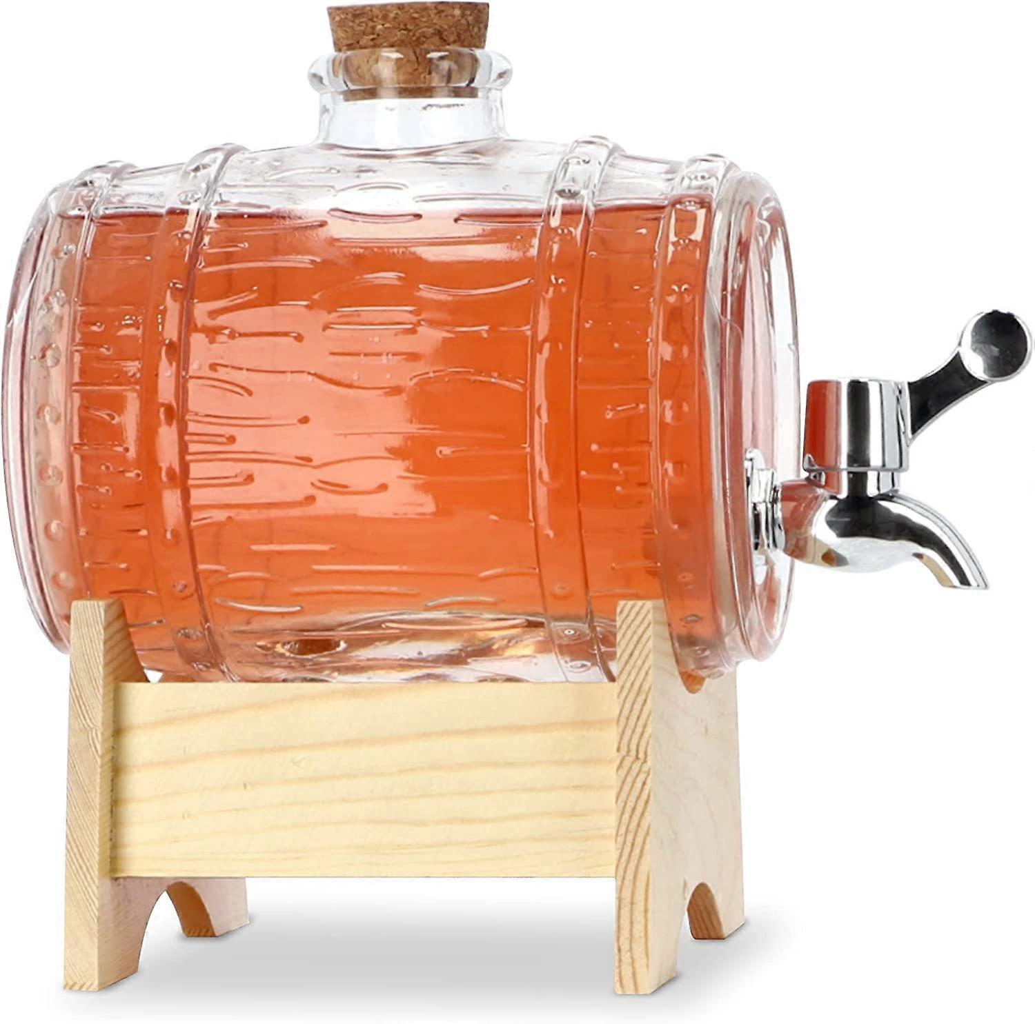 Barrel with Tap, Glass Beverage Dispenser