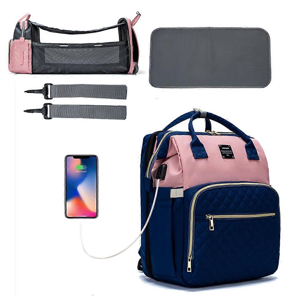 Baby Nappy Changing Bag Portable Folding Crib Diaper Backpack Stroller Straps