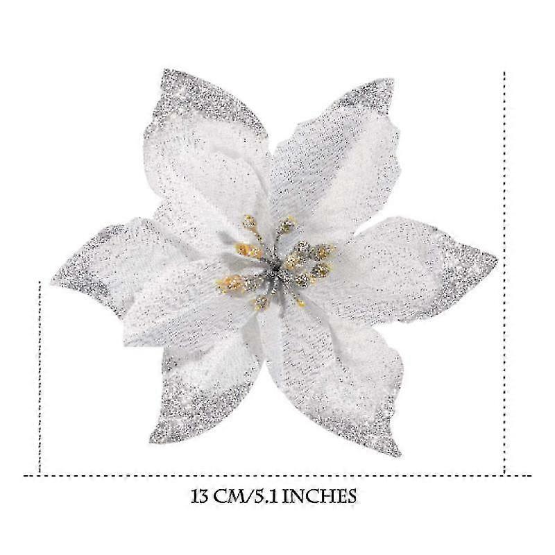 Christmas Decorative Cloth Flower - 10 Silver C-MXBC