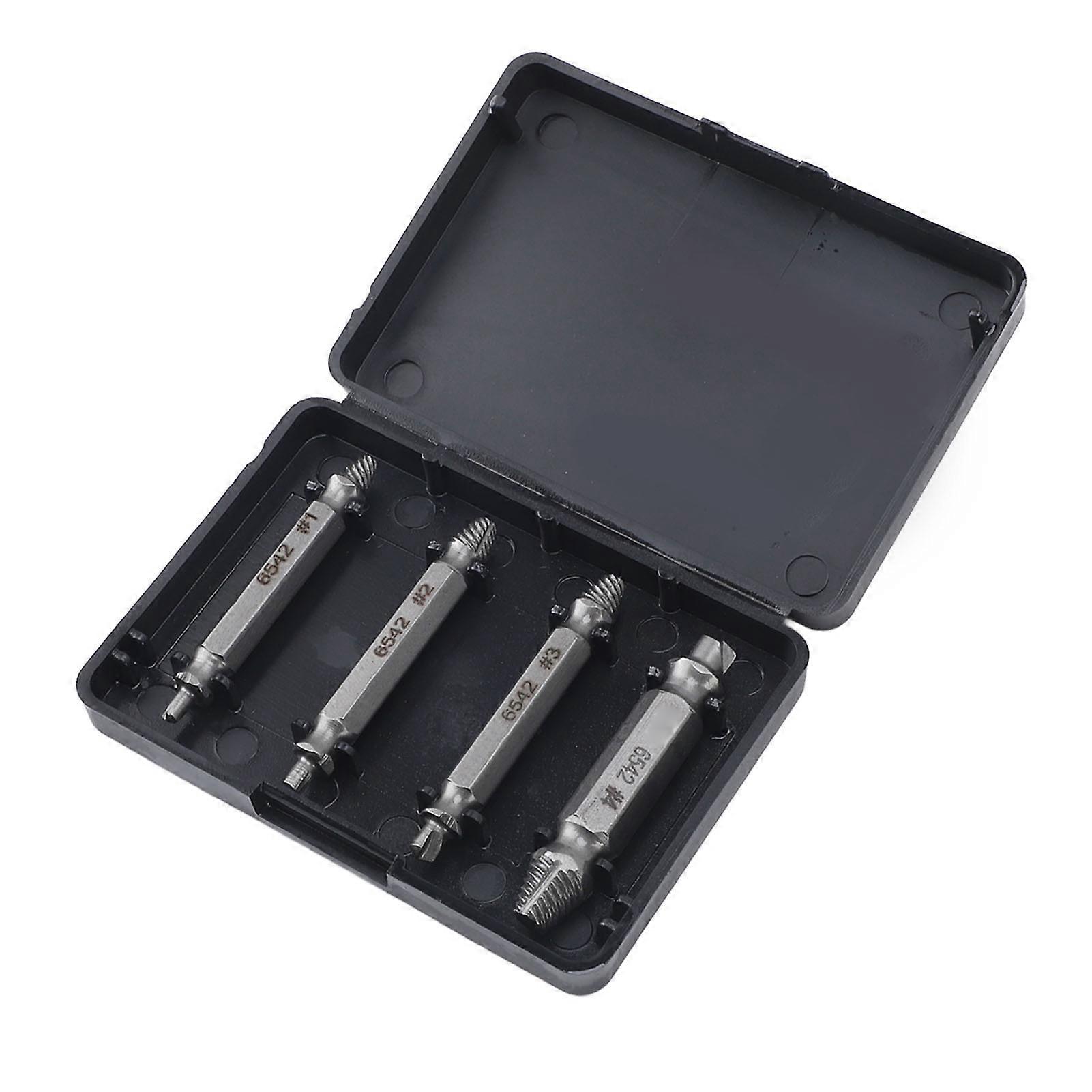 4PCS Screw Extractor High Speed Steel Double Head Screw Remover Tool for Broken Stripped Damaged Screws Bolts