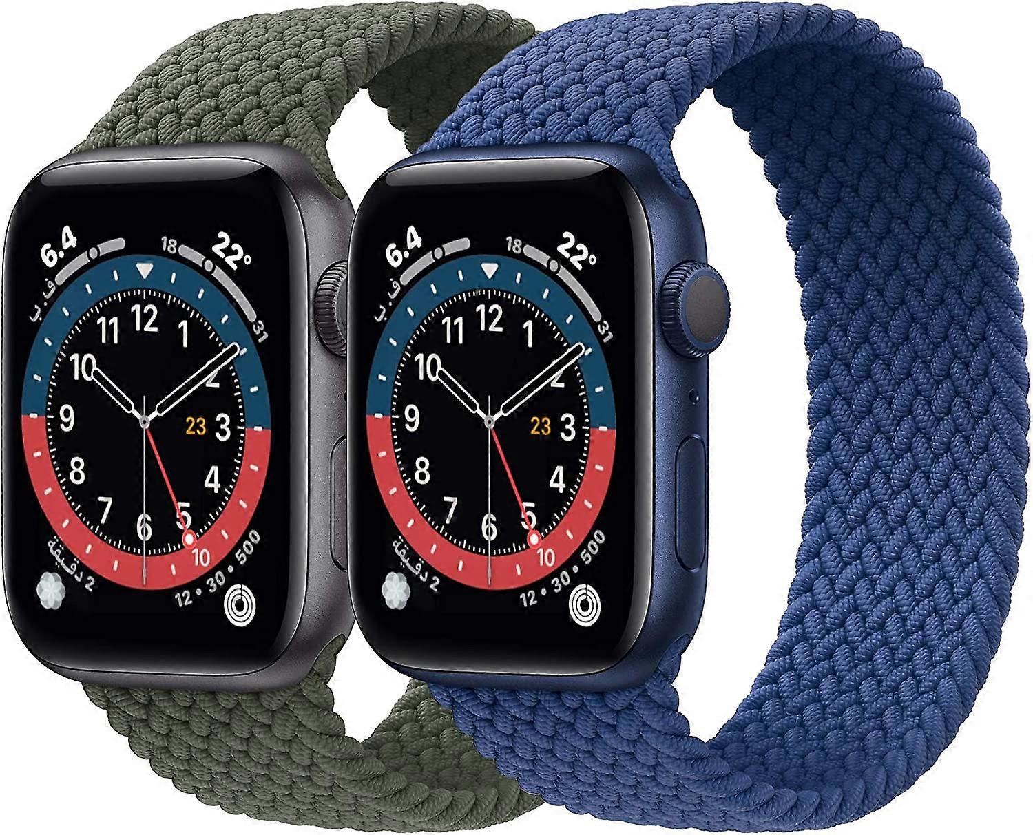 2er-Pack geflochtene Solo-Loop-Sportarmbänder, kompatibel für Apple Watch-Armband 38 mm 40 mm weicher Stretch