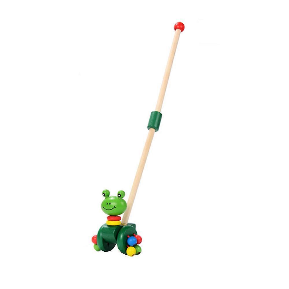Poussez en bois le long D-uck Tooky Toy Toddler Baby Toy un long jouet éducatif