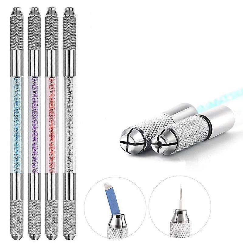 Manual Double End Crystal Acrylic Tattoo Pen Microblading Permanent Makeup Eyebrow Tools Double Usage For Flat or Round Needles