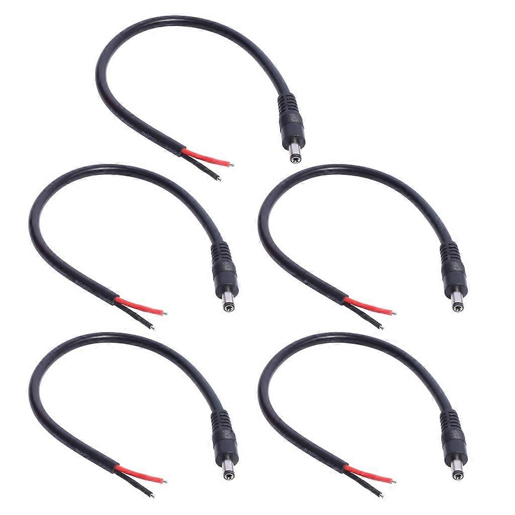 5xDC5.5mm x 2.1mm Power Pigtail Cable Open End Cord Short Line 14AWG Connector