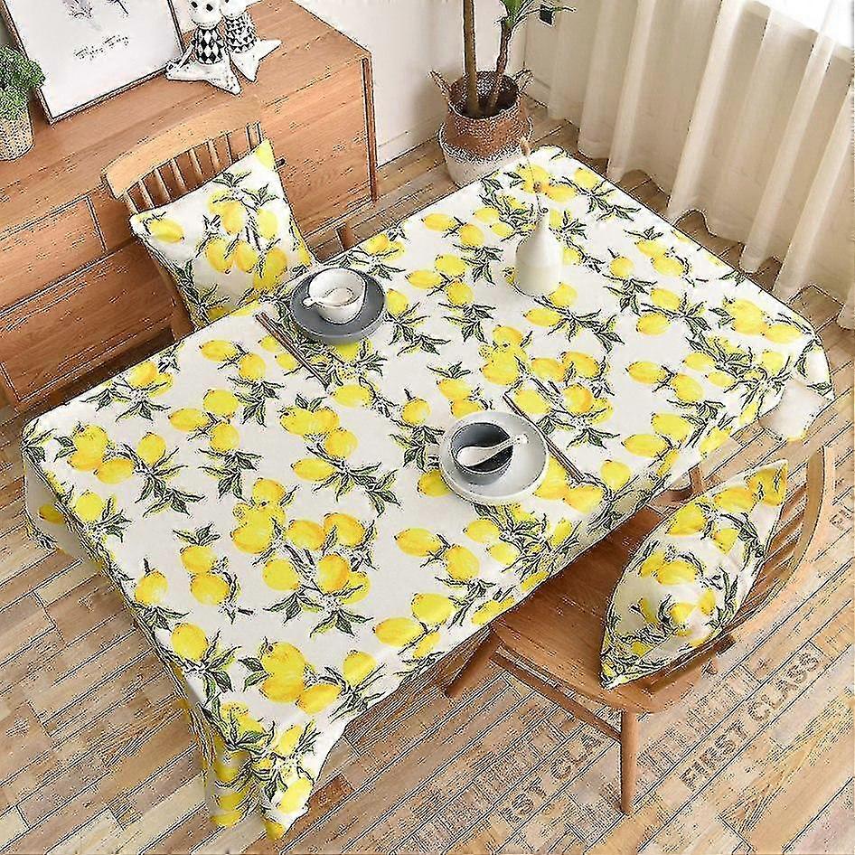 Lemon Print Tablecloth Decorative Rectangular Kitchen Dining Birthday Table Cover Tea Cloth