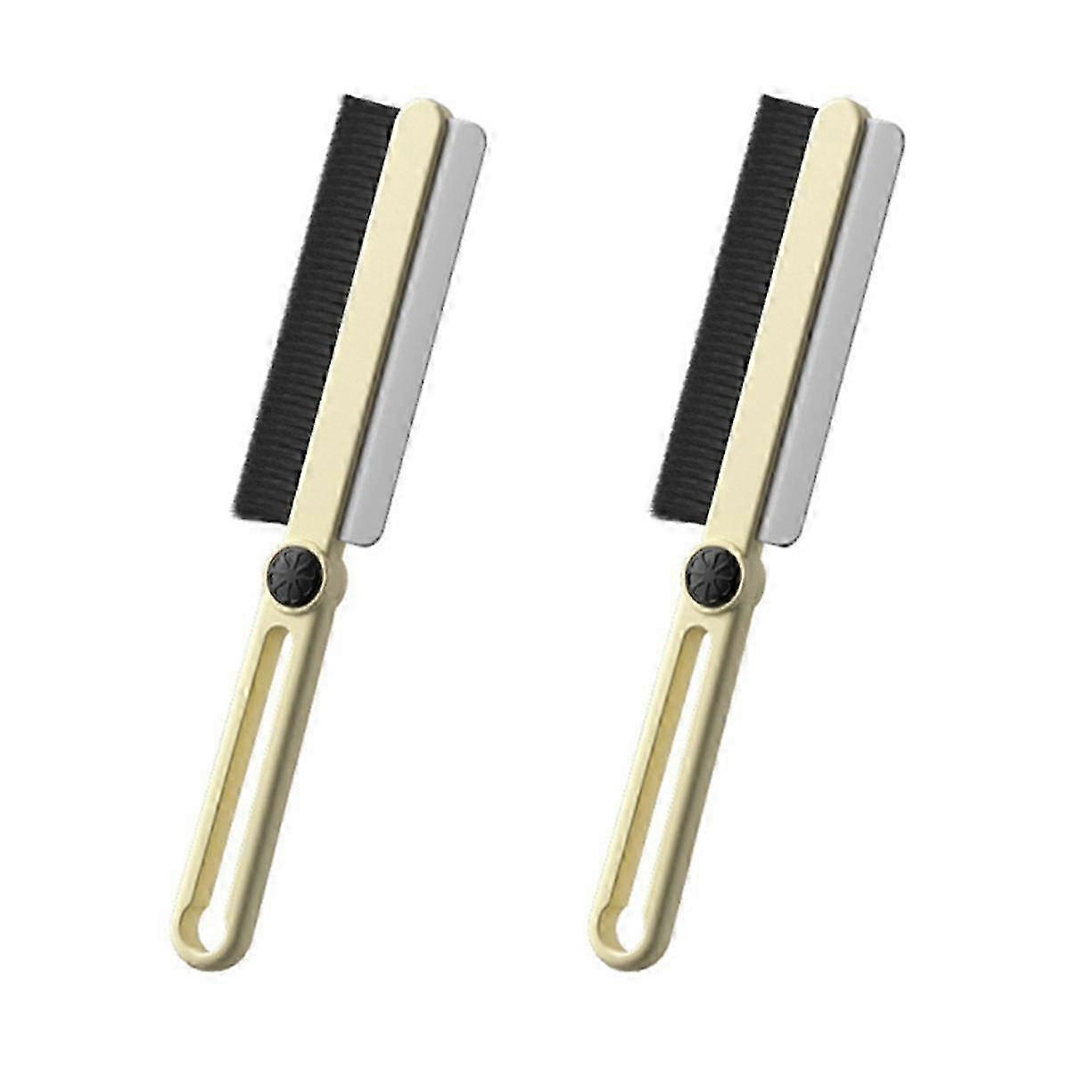 Multi-Function Rotating Crevice Cleaning Brush, Hard Bristle Crevice Cleaning Brushes with Scrape Bar,Yellow