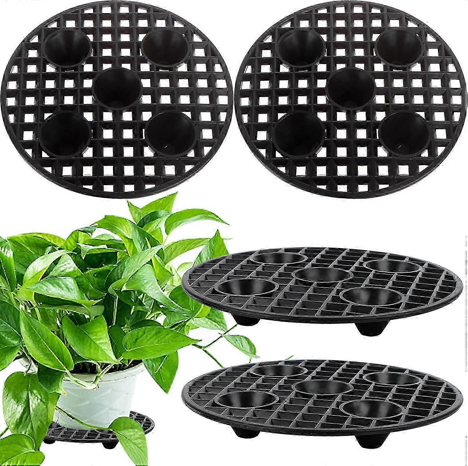 4 Pcs Heavy Duty Plant Level Pot Elevator, Black Round Stand