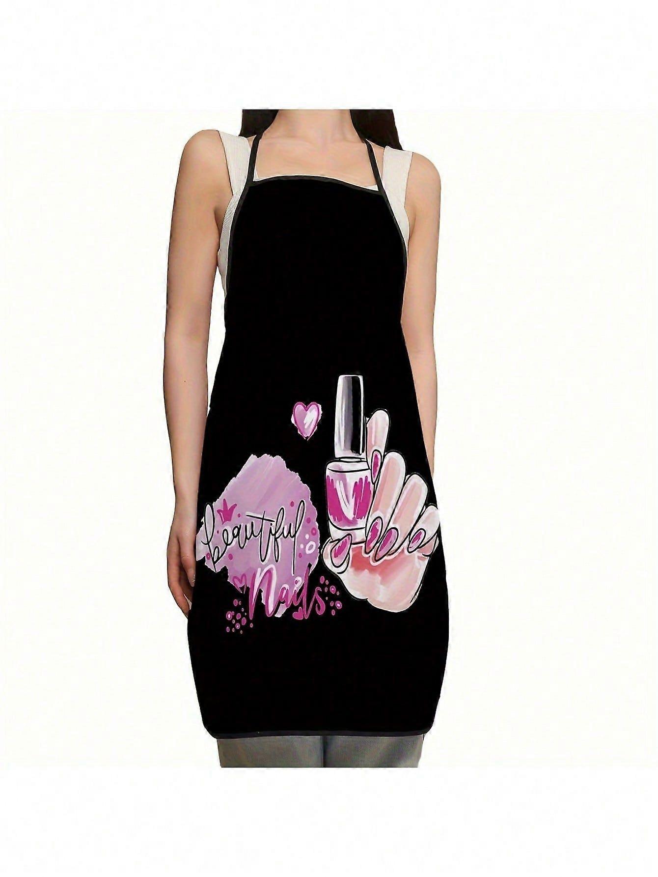 1 قطعة أنيق بوليستر طلاء الأظافر ساحة مطبوعة - ساحة مطبخ قابلة للتعديل ومقاومة للماء ومريحة للطبخ المنزلي والخبز والشواء والعلاقات العامة DIY