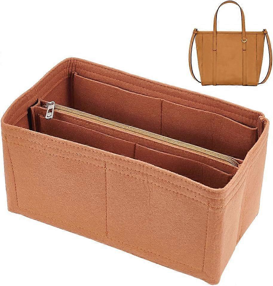 Felt Purse Organizer Insert, Felt Bag Organizer with Zipper Rectangle Purse Organizer Bag In Bag Multiple Compartments Tote Bag Insert Interior Shaper