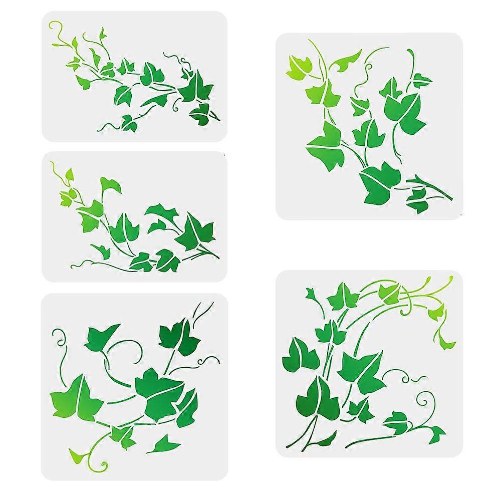 1Set 5 Pcs Ivy Stencil 2 Size Reusable Vine Drawing Stencil DIY Craft Ivy Pattern Painting Template Plastic Leaf Stencil for Home Decoration Plants St