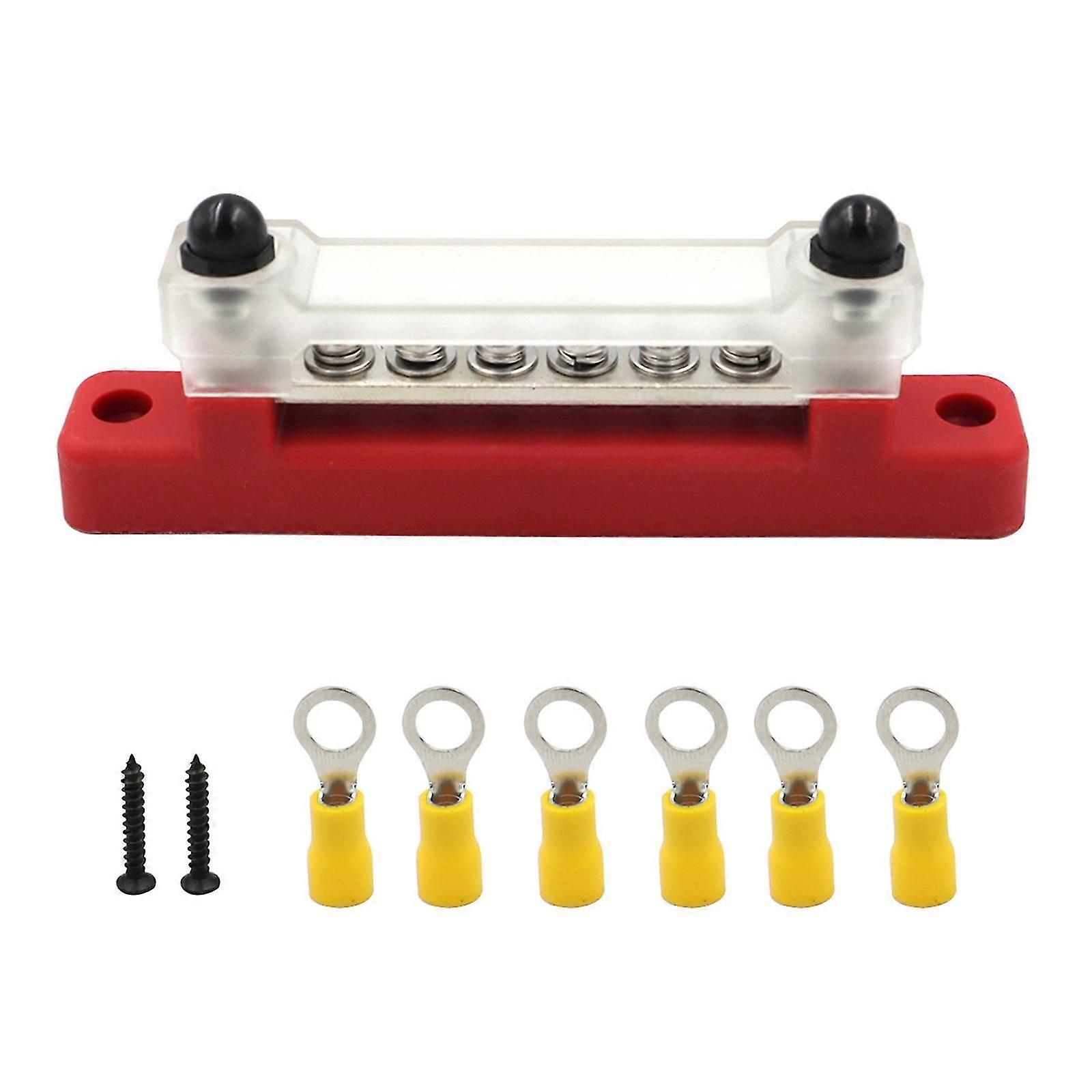 Terminal Bus Bar Ground Power Distribution Bus Bar with Cover for Marine RV Boat