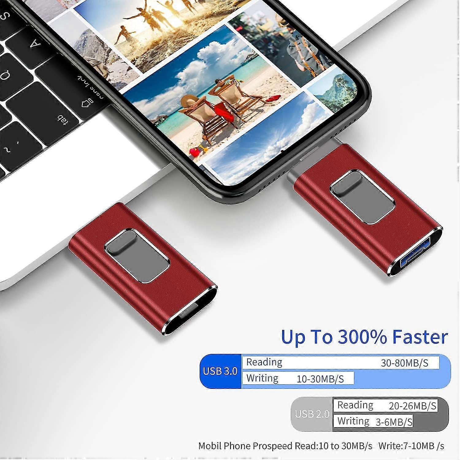 Usb Flash Drive For Iphone/computer 64gb Memory Sti (64gb, Red) Can Store Files And Photos