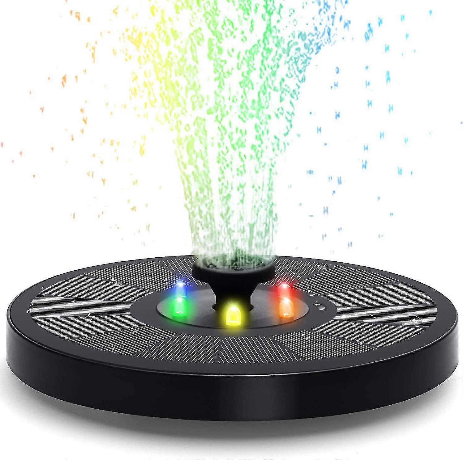 Solar Fountain, Upgraded 3w Solar Bird Bath Fountains With 2000 Mah Battery, Color Led, 7 Nozzle, Safety Protection, Solar Powered Water Fountain Pump