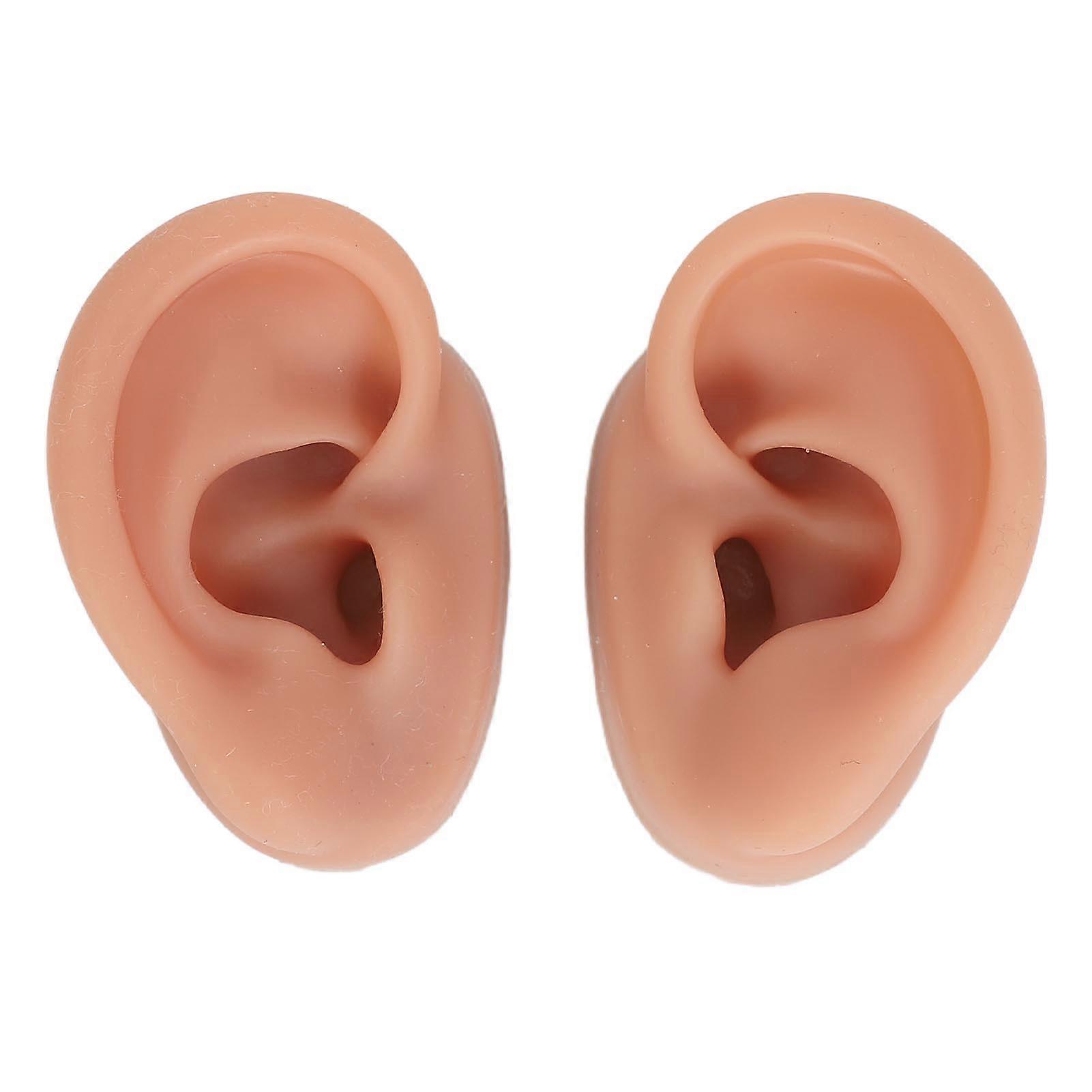 מודל אוזן סיליקון מציאותי גמיש לשימוש חוזר אוזן ימין שמאל מודל תרגול לעגילים אוזניות להציג צבע עור כהה