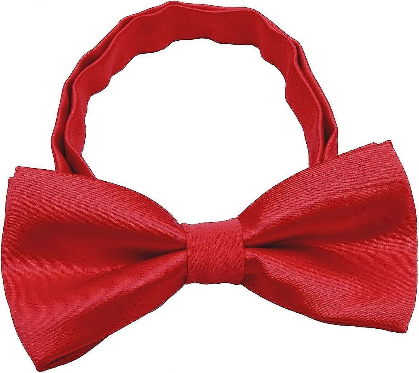 Classic Boys Bow Ties - Wedding Formal Pretied Adjustable Silk Bow Tie for Kids, Red