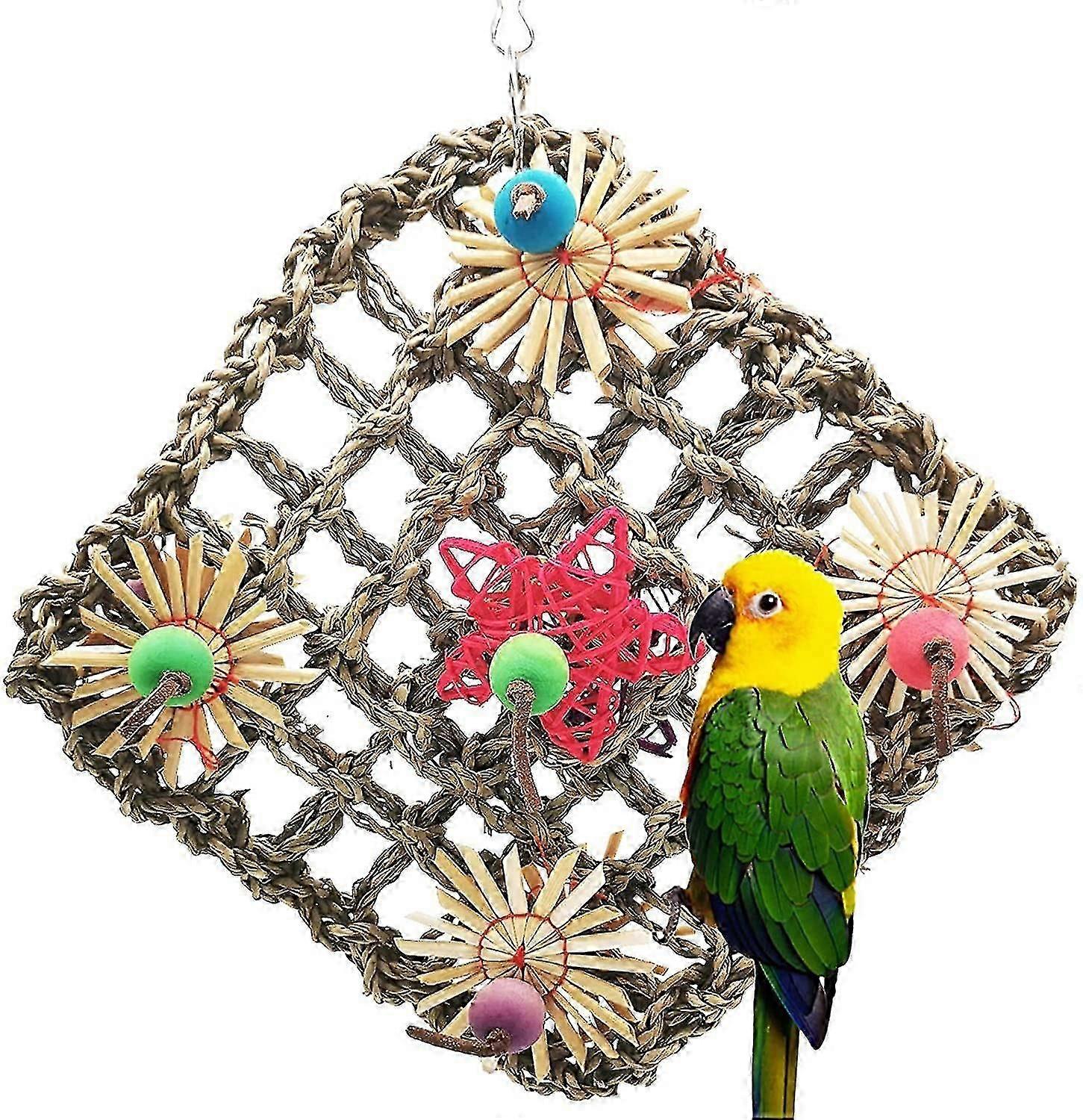 bird parrot toy, bird seagrass foraging wall toy for small parrots, parrots, macaws, conures, finches, lovebirds