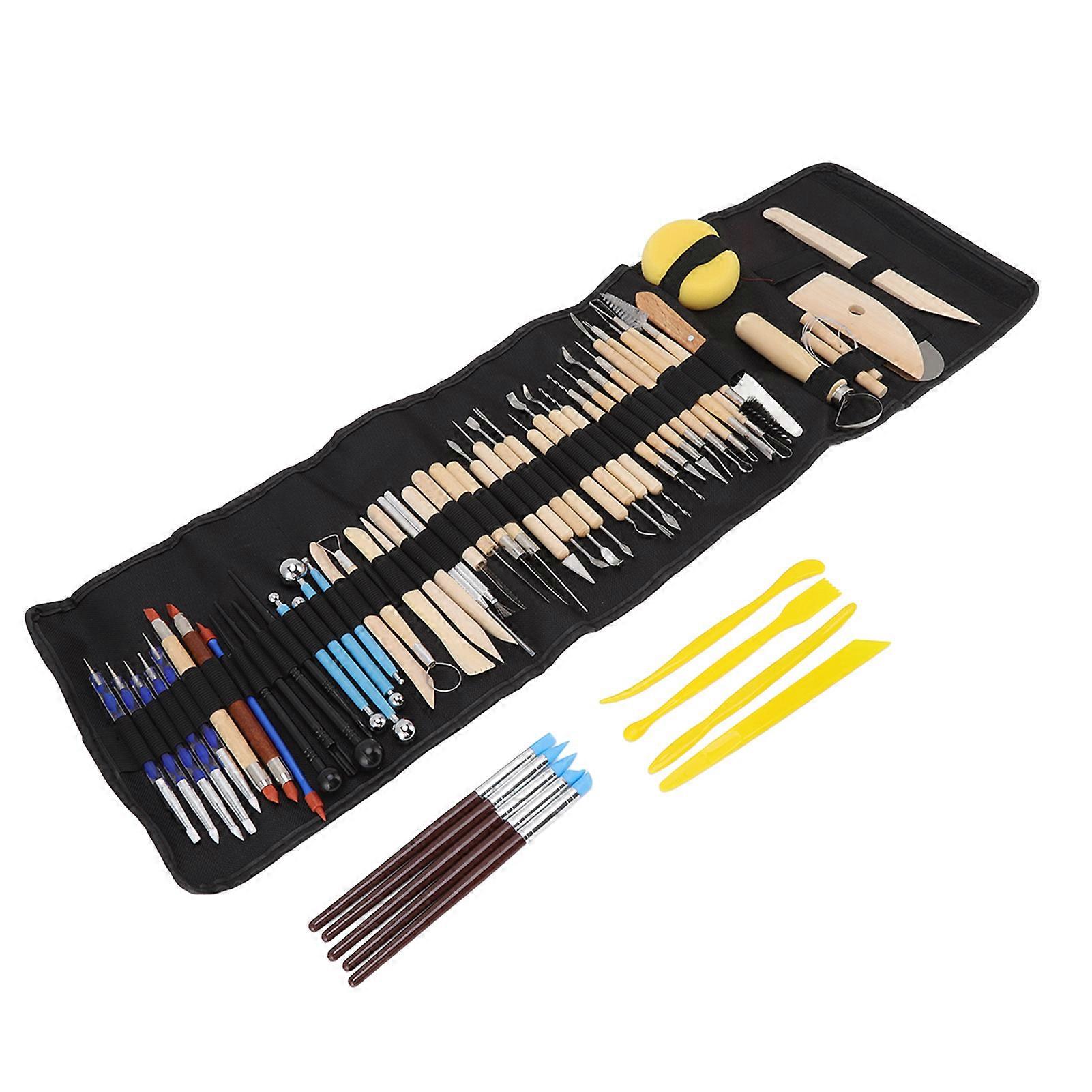 61Pcs Polymer Clay Sculpting Tools with Canvas Bag for Beginners