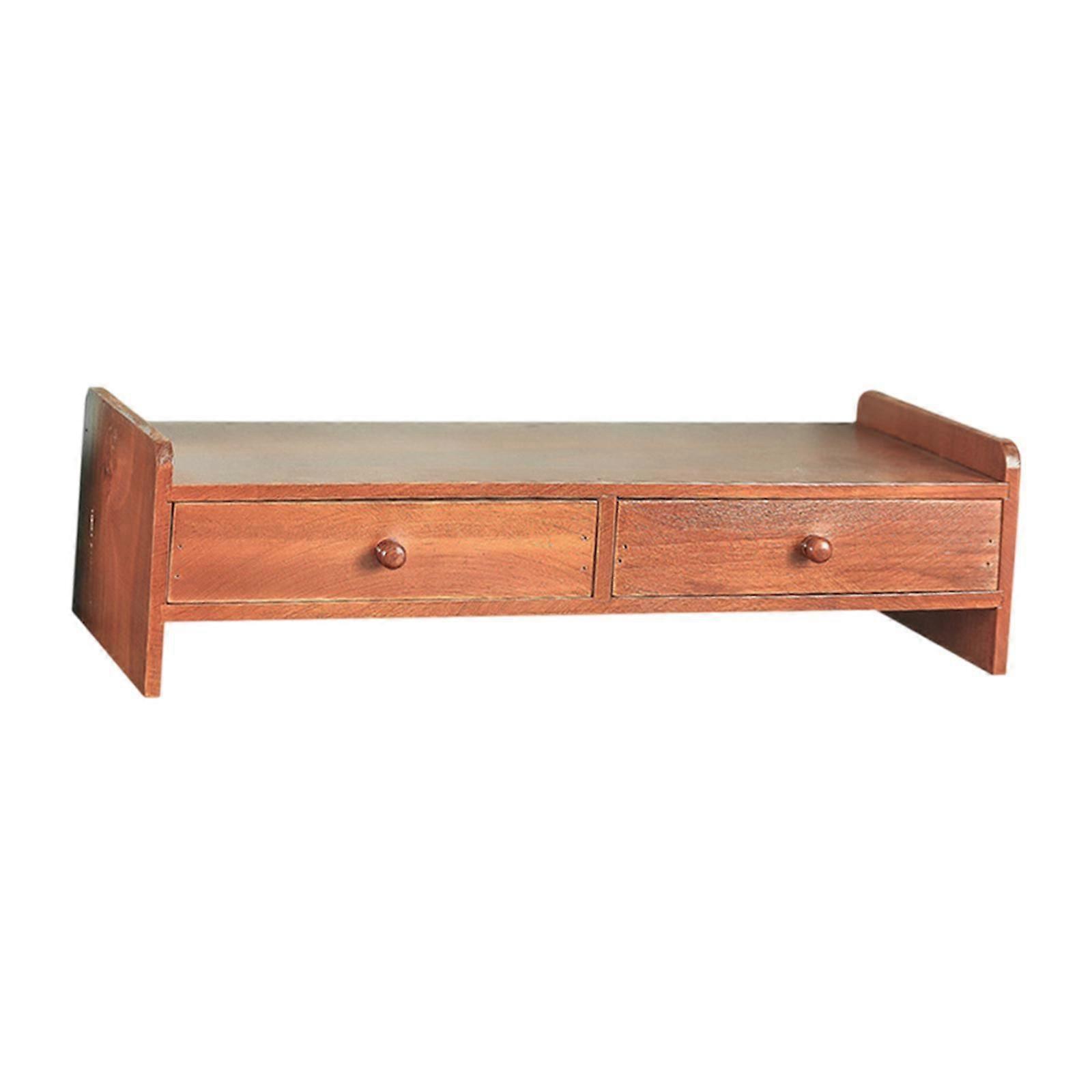Prateleira de monitor de computador de mesa com 2 gavetas de armazenamento para estúdio de impressora de escritório