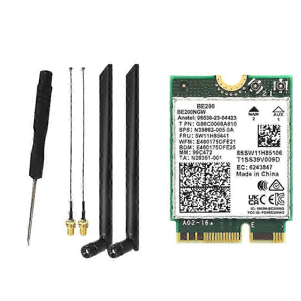 WiFi-kortti 8DB-antennilla, kolmikaistainen M.2 NGFF, 802.11AX, BE200-BE200NGW