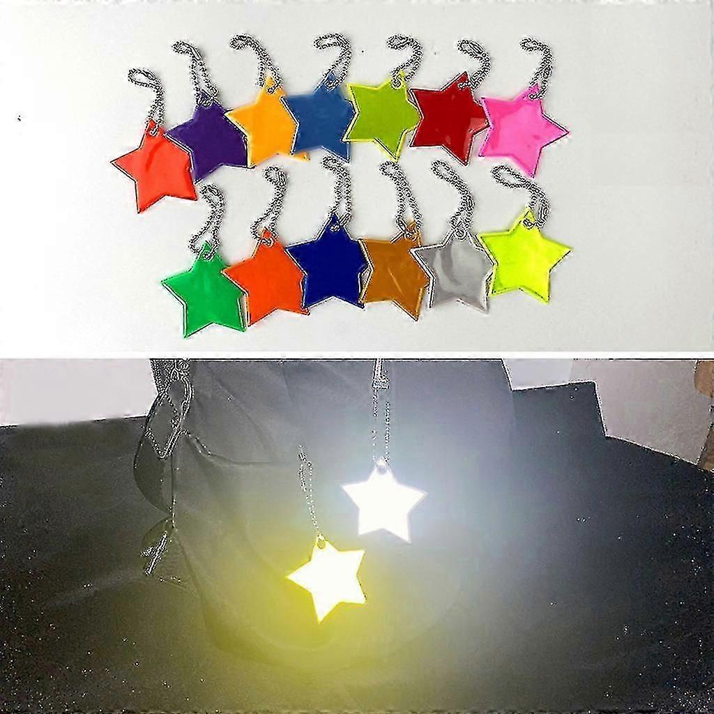 10x/set Creative Reflectors Keyrings Reflective Stars Safe Reflector Keychains(haoyi) A-YUHAO