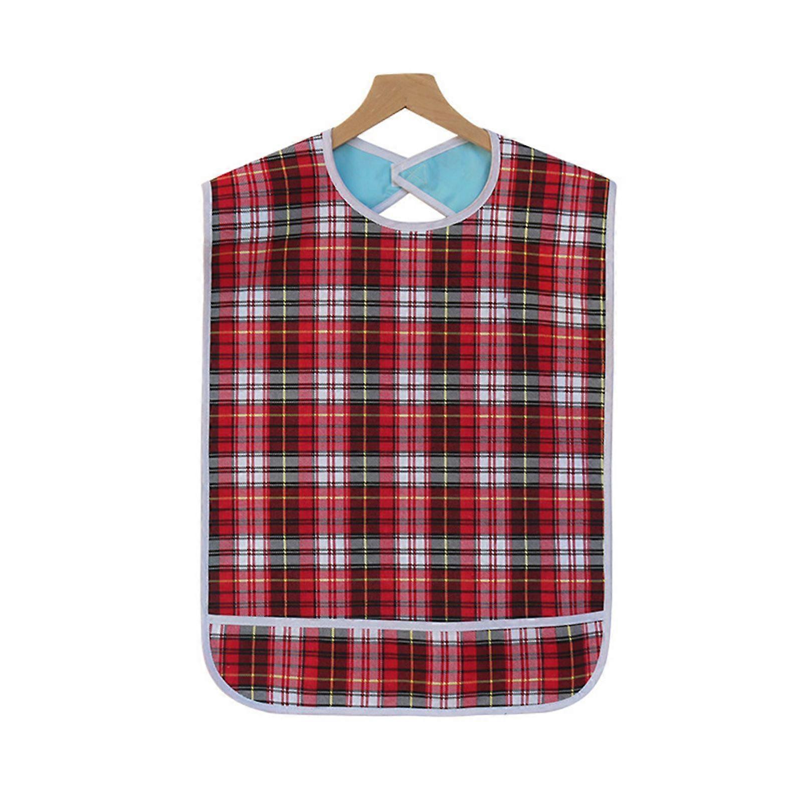 Double Layer Plaid Bibs Waterproof Greaseproof Adult Bibs Eating Apron Rice Bibs