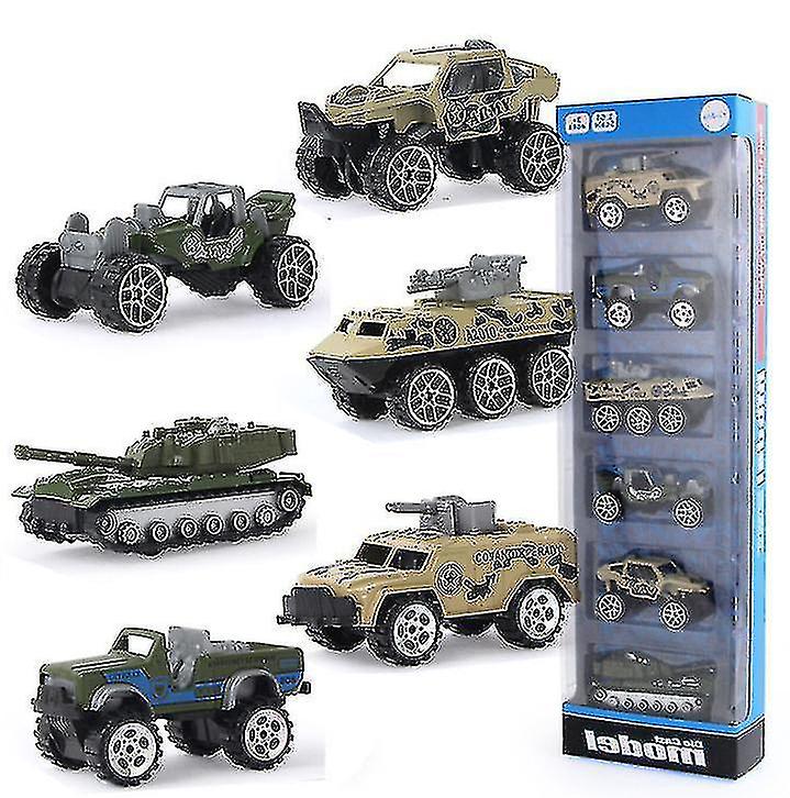 6pcs Sliding Military Car, Parent-child Interactive Simulation Car Model