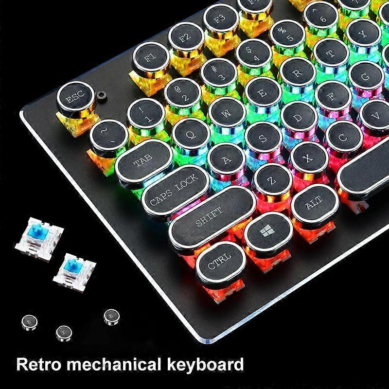 RYRA Steampunk Keyboard 104 Key Mechanical Keyboard Fast Response Wired Keyboard