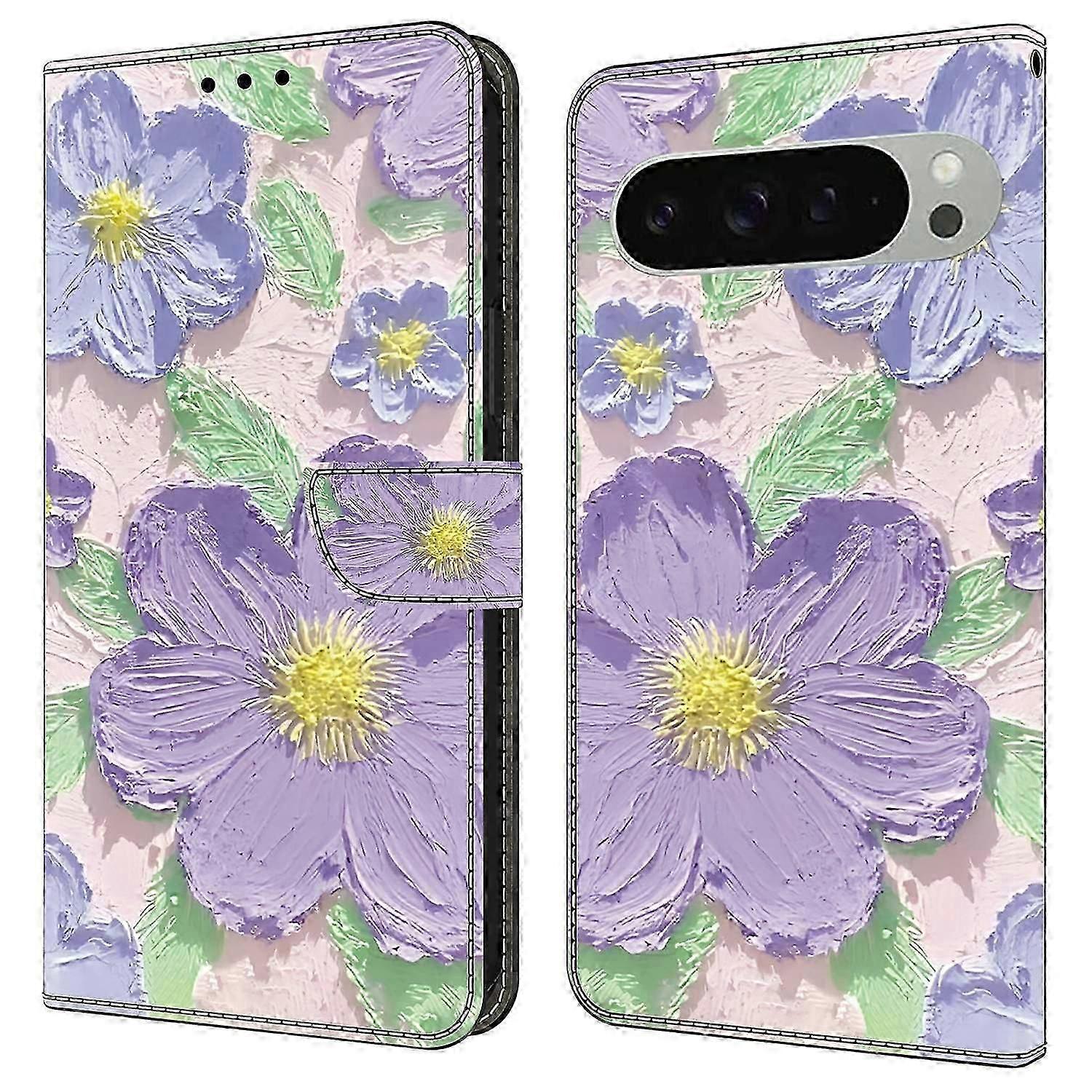 compatible Google Pixel 9 Pro XL Case Pattern Printing Anti-Drop Leather Flip Wallet Phone Cover