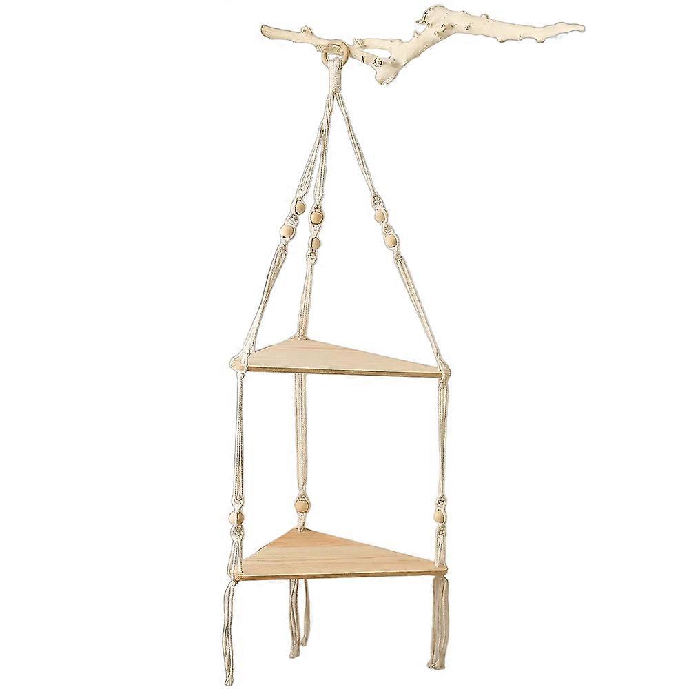 Nneoba Boho Wood Hanging Shelf - Stylish Home Decor Shelves On Wall
