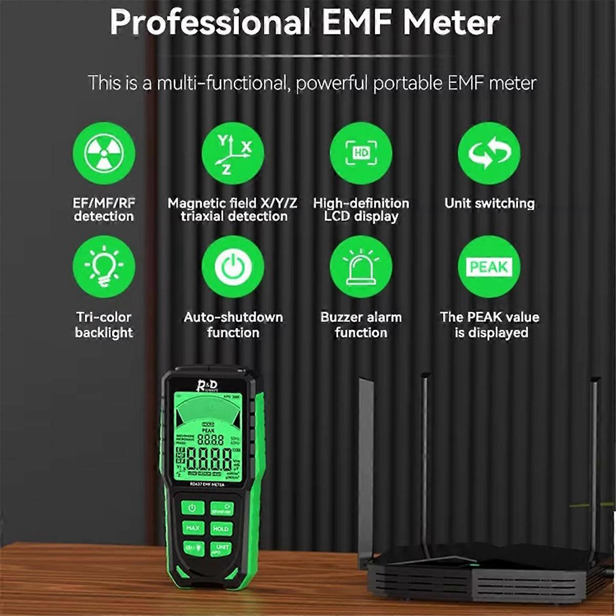 RD637 EMF Detector Professional Electromagnetic Field Radiation Meter Handheld Portable Radio Frequency Tester