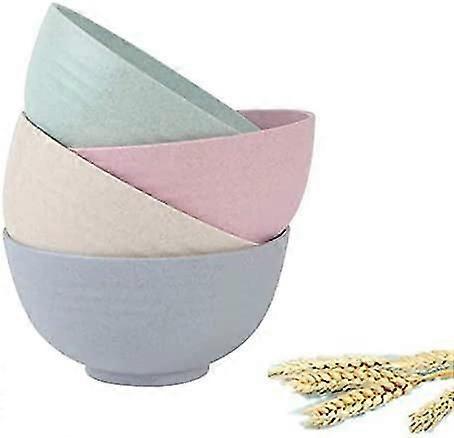 وعاء حبوب مقاوم للكسر سعة 24 أونصة، ألياف قش القمح، طقم وعاء خفيف الوزن، آمن لغسالة الصحون في الميكروويف، أرز، وعاء حساء (4 عبوات)