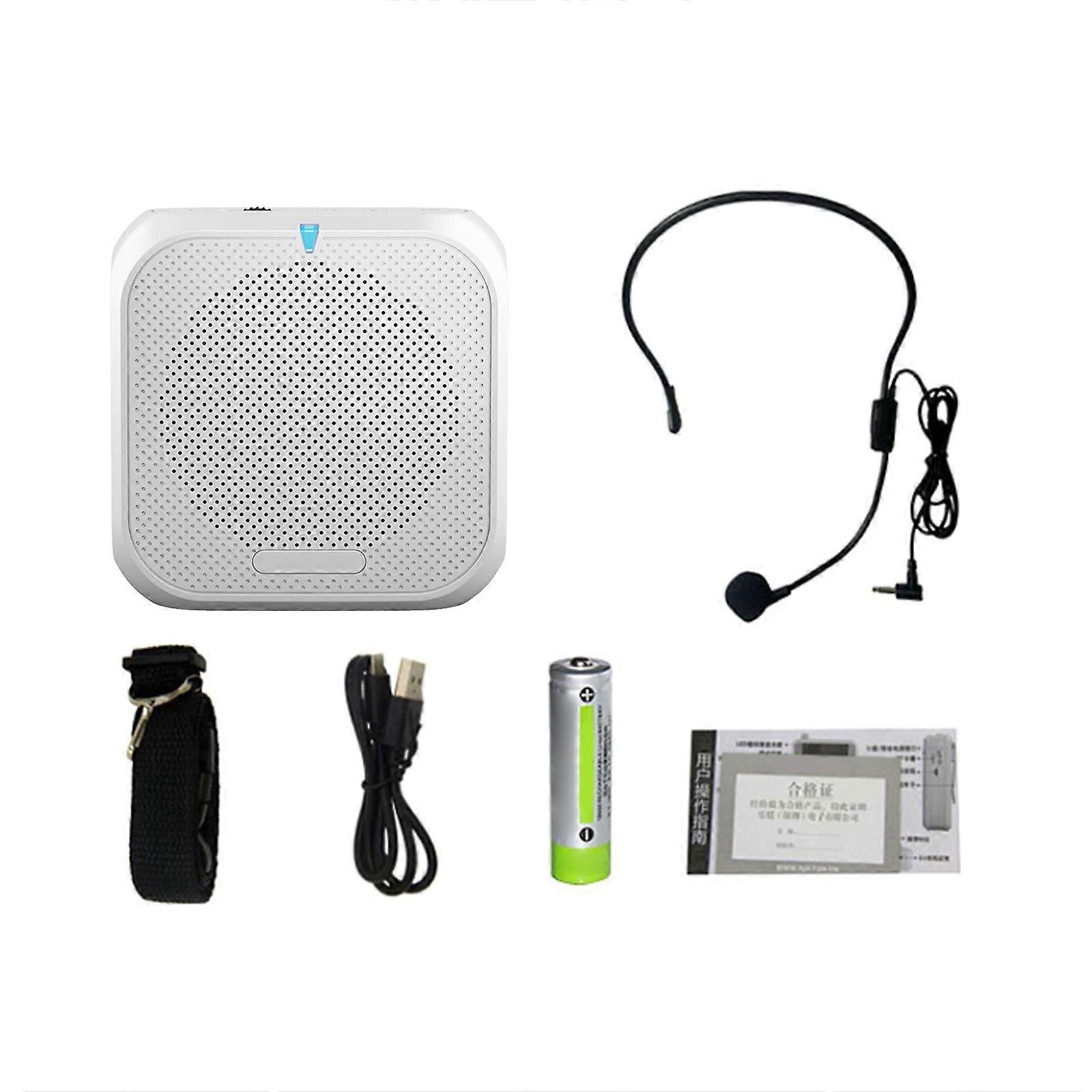 High Volumes Output Amplifiers Headworn Microphones Loudspeaker for Extended Fitness Instructors and Public Speaker White
