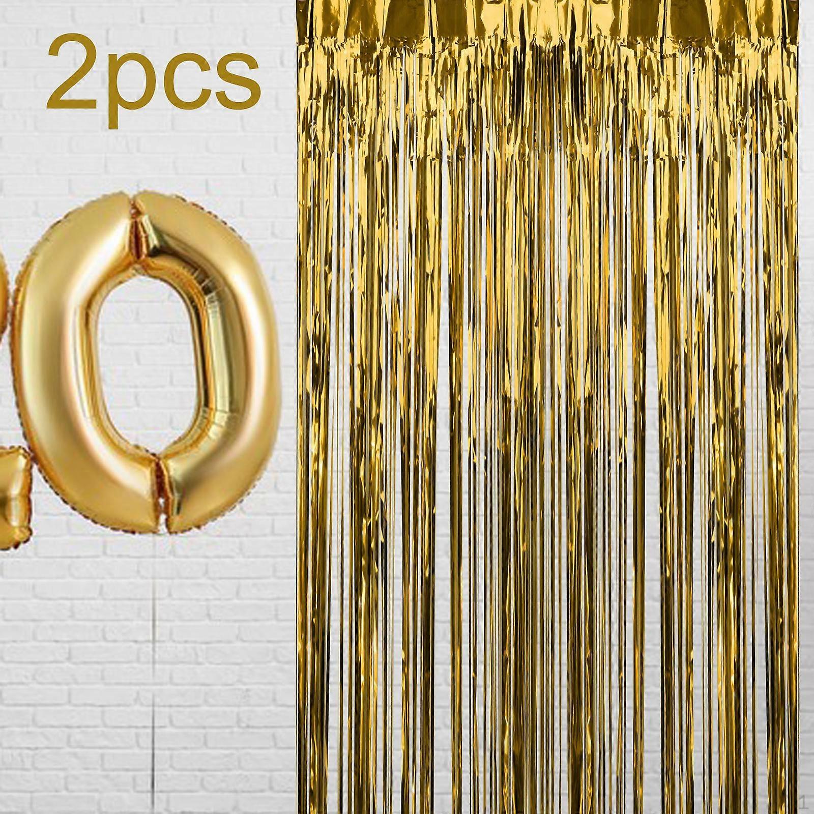 2Pcs Foil Fringe Curtains Curtain Backdrop Party Decorations Photo Background for