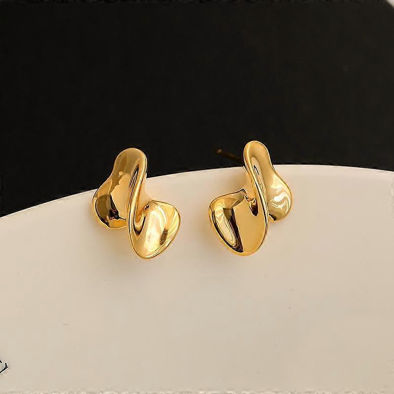 Anenjery delicate versatile twisted light luxury summer stud earrings niche trend earrings