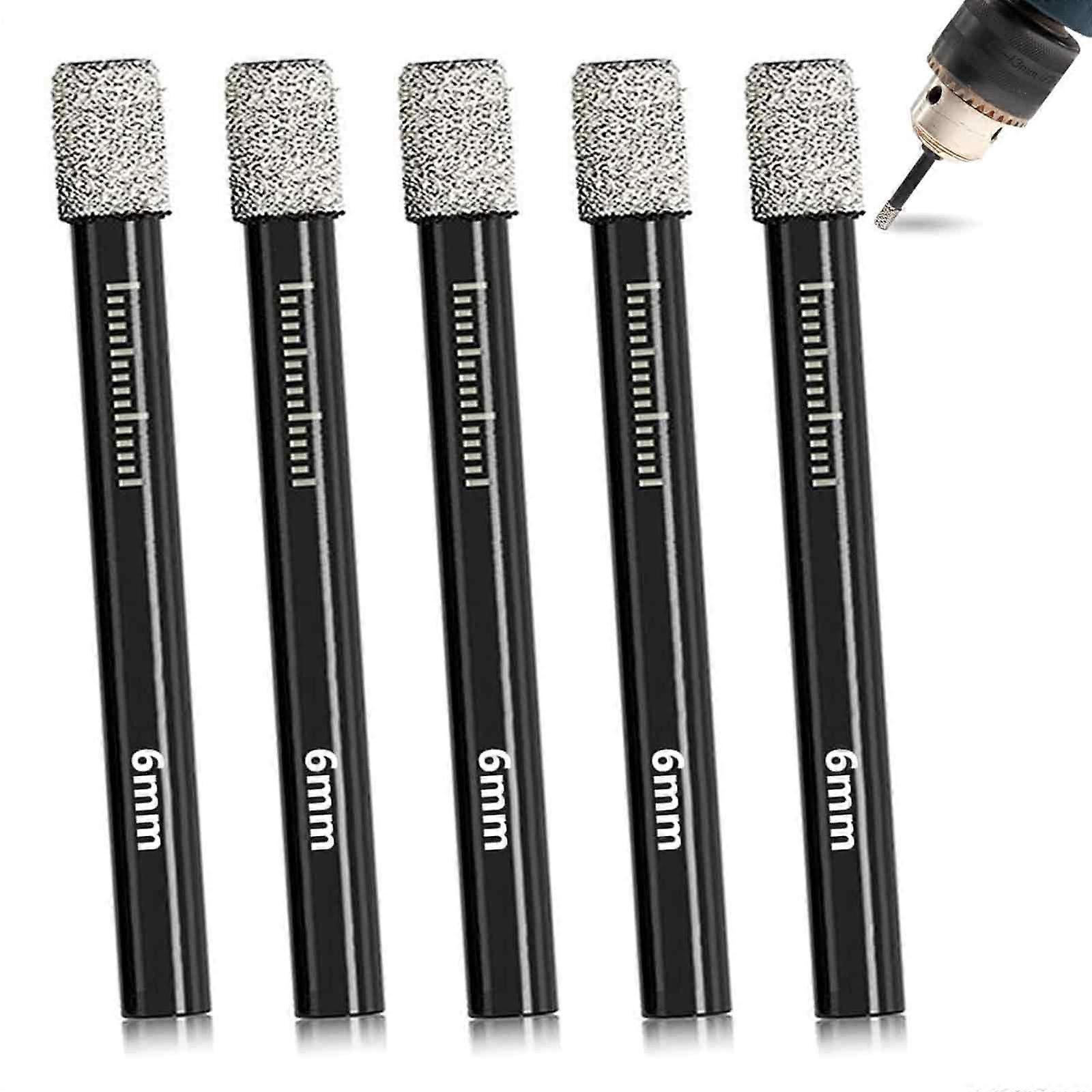 Fast Clean Drilling Diamond Drill Bits For Glass, Double Layer Vacuum Brazed Ensures Durability And Stability, Set Of 5 Compatible With Electric