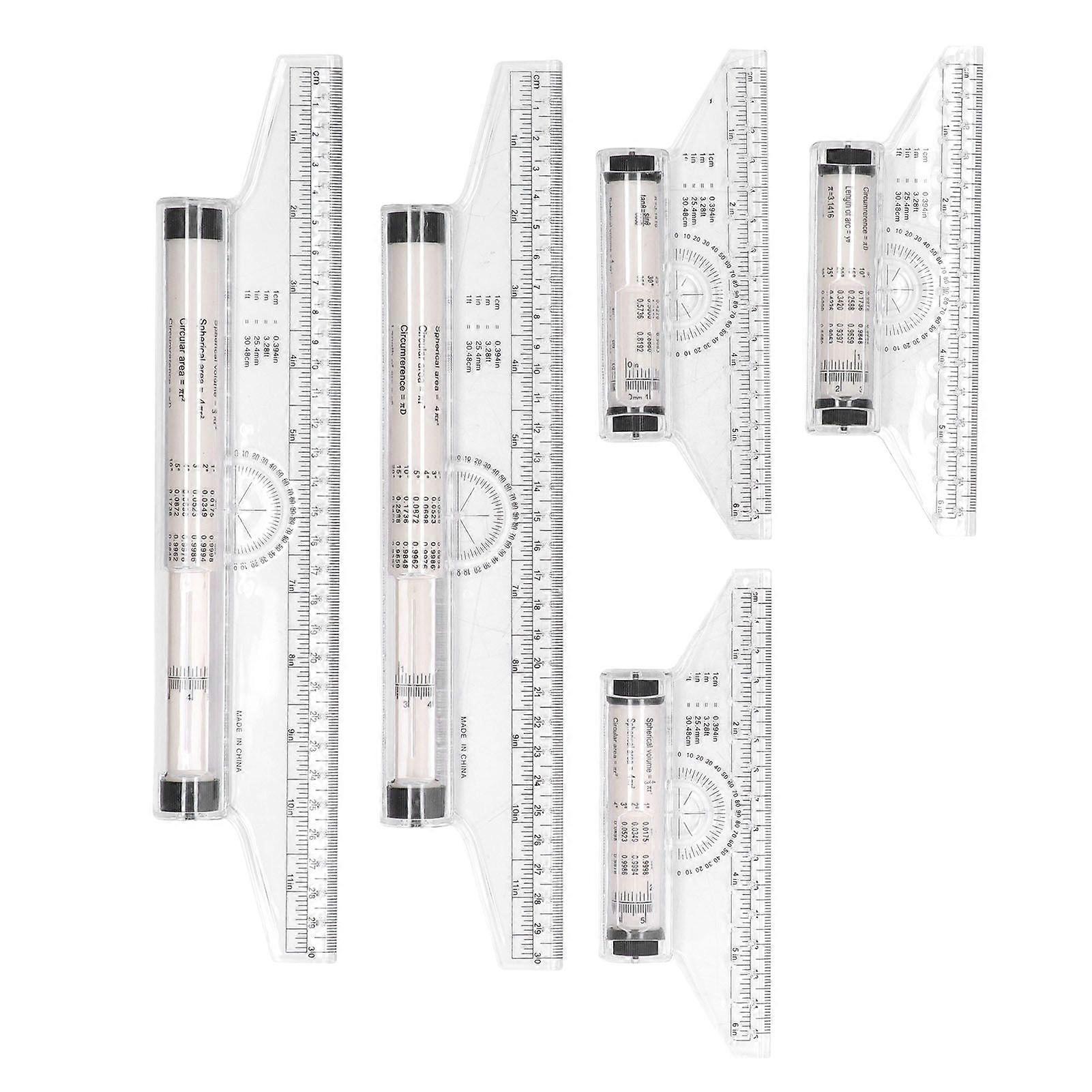 5-pack measuring rulers 15 cm 30 cm transparent graduations lightweight parallel ruler with working formula