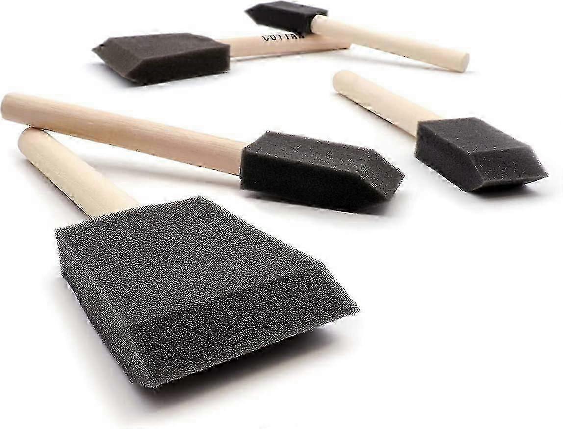 Foam brush for applying stains, paints, stains, varnishes and oils to wood. Set of four.