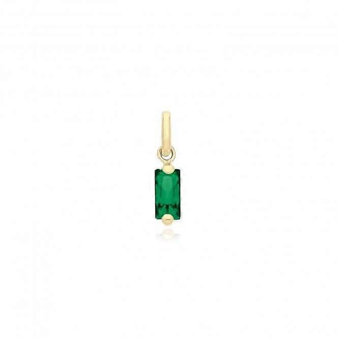 9ct Yellow Gold Baguette Shaped Emerald Green Zirconia Pendant PN1353E