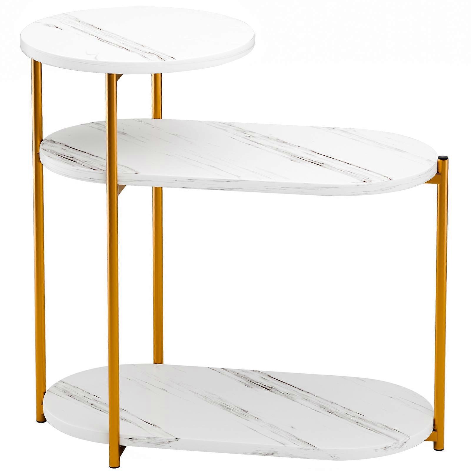 Slim Narrow Side Table, 3-Tier Small Bedside Table, Space-Saving Sofa End Table, Sturdy & Easy Assembly