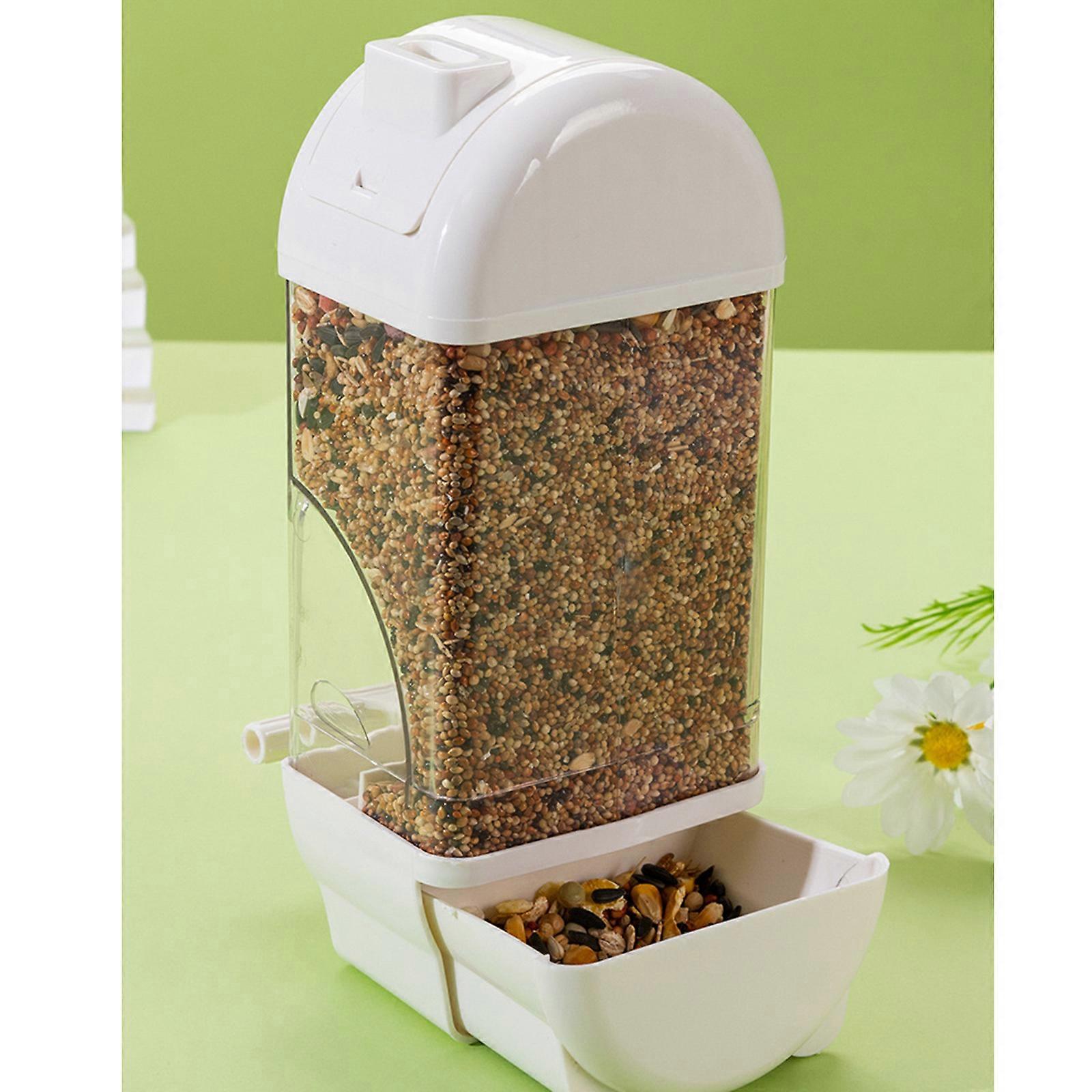 Easy to Install Automatic Bird Feeder with 800ml Capacity Hanging Cage Feeder Food Container for Parrots and Parakeets  White